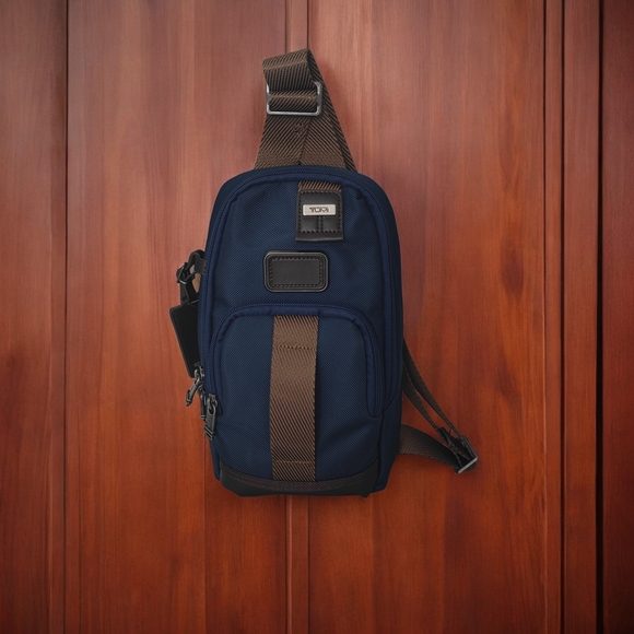 Tumi Navy and Brown Men's Sling Bag